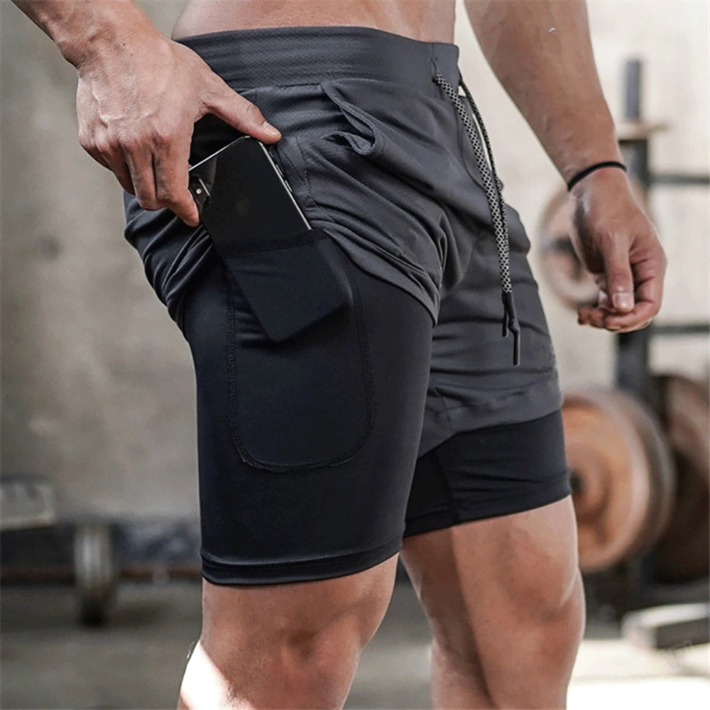 2 In 1 Double-deck Quick Dry Sport Shorts